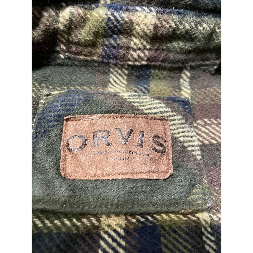 Orvis Heavyweight Flannel XL Green Plaid Side In-seam Pockets Fishing Outdoor - Picture 2 of 8